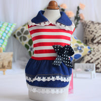 HKM-5096125 Striped Denim Skirt for Pets - Red and White, Princess Style, Multiple Sizes Available