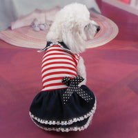 HKM-5096125 Striped Denim Skirt for Pets - Red and White, Princess Style, Multiple Sizes Available