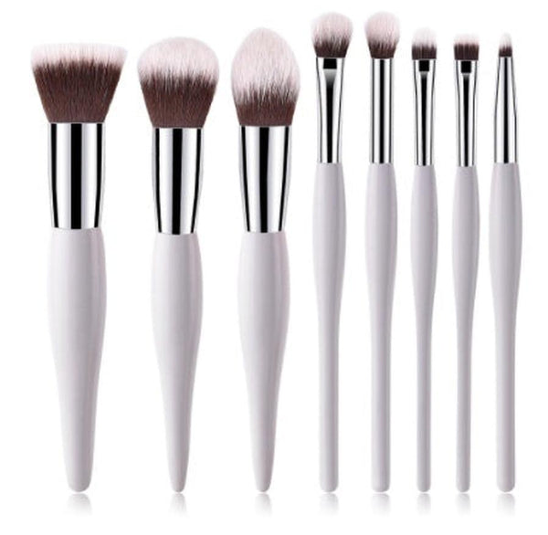 HKM-509651 8-Piece Makeup Cover Brush Set with Wooden Handle and Nylon Bristles