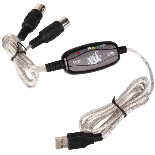 HKM-509651 USB MIDI Interface Cable with 16 Input/Output Channels for Music Production