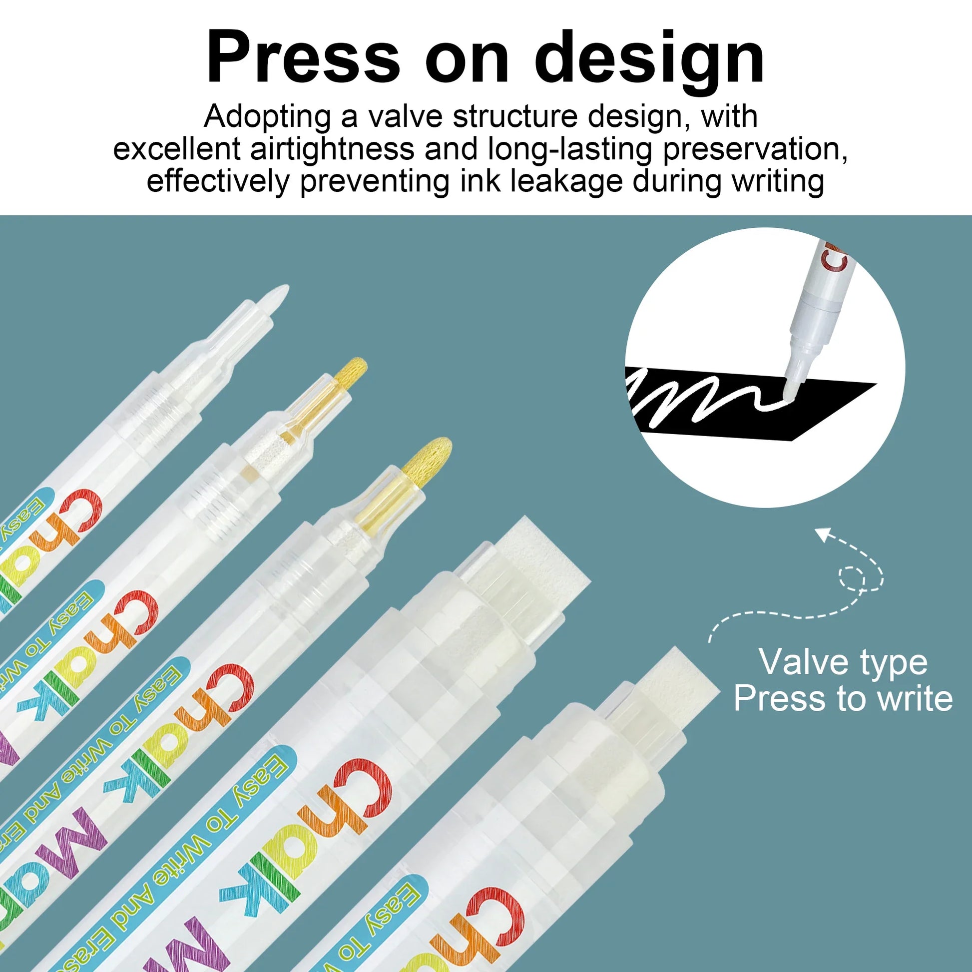 HKM-509715 Water-Based Liquid Chalk Markers, Double-Sided, 15mm Tip, Non-Toxic, 8 Assorted Colours for DIY Art Projects