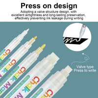 HKM-509715 Water-Based Liquid Chalk Markers, Double-Sided, 15mm Tip, Non-Toxic, 8 Assorted Colours for DIY Art Projects