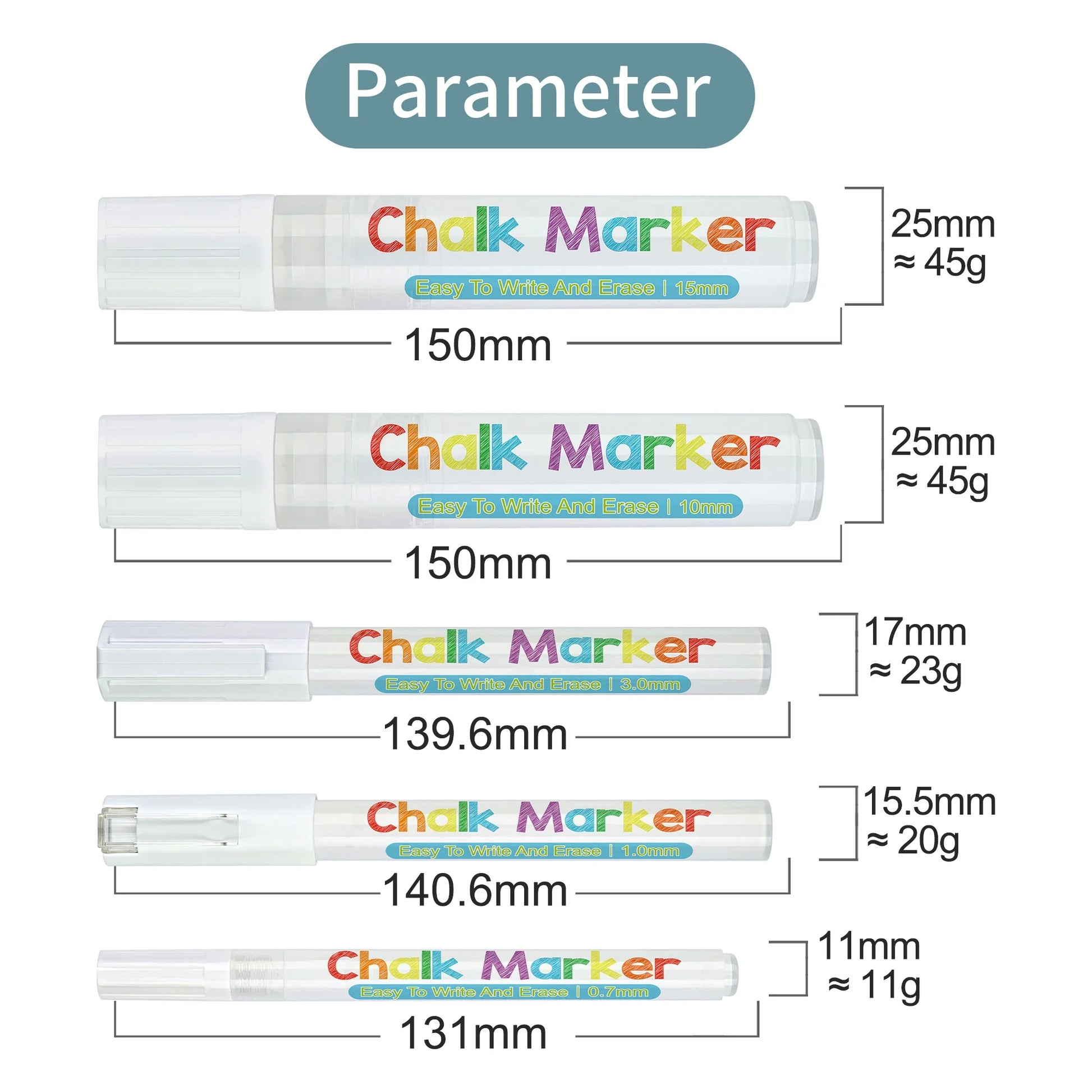 HKM-509715 Water-Based Liquid Chalk Markers, Double-Sided, 15mm Tip, Non-Toxic, 8 Assorted Colours for DIY Art Projects