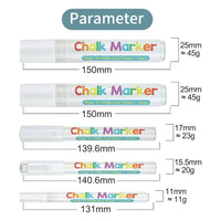 HKM-509715 Water-Based Liquid Chalk Markers, Double-Sided, 15mm Tip, Non-Toxic, 8 Assorted Colours for DIY Art Projects