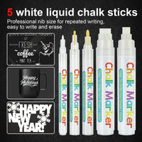 HKM-509715 Water-Based Liquid Chalk Markers, Double-Sided, 15mm Tip, Non-Toxic, 8 Assorted Colours for DIY Art Projects