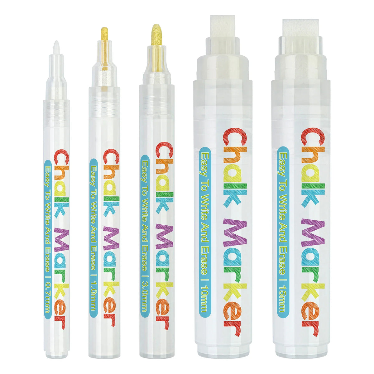 HKM-509715 Water-Based Liquid Chalk Markers, Double-Sided, 15mm Tip, Non-Toxic, 8 Assorted Colours for DIY Art Projects