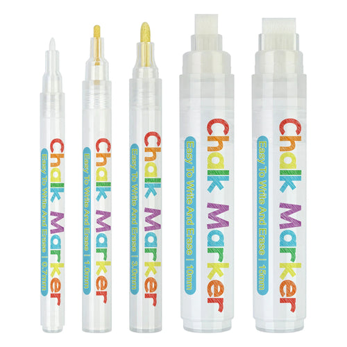 HKM-509715 Water-Based Liquid Chalk Markers, Double-Sided, 15mm Tip, Non-Toxic, 8 Assorted Colours for DIY Art Projects
