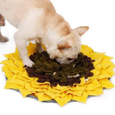 HKM-5097405 Sunflower Sniffing Pad for Dogs - Anti-Mite Puzzle Feeding Mat with Soft Fleece and Non-Slip Base, 48x48cm