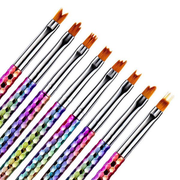HKM-509907 8-Piece Nail Art Brush Set for Flower Designs - Gradient Petal Pens with Nylon Fiber Tips