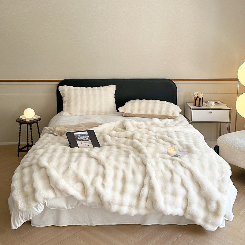 HKM-509907 Thickened Warm Fur Blanket in Multiple Sizes - Soft Suli Long Hair & Milk Velvet Options