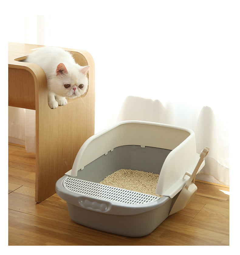 HKM-5099197 Semi-Enclosed Cat Litter Basin for Kittens and Adult Cats - Compatible with Various Cat Litters