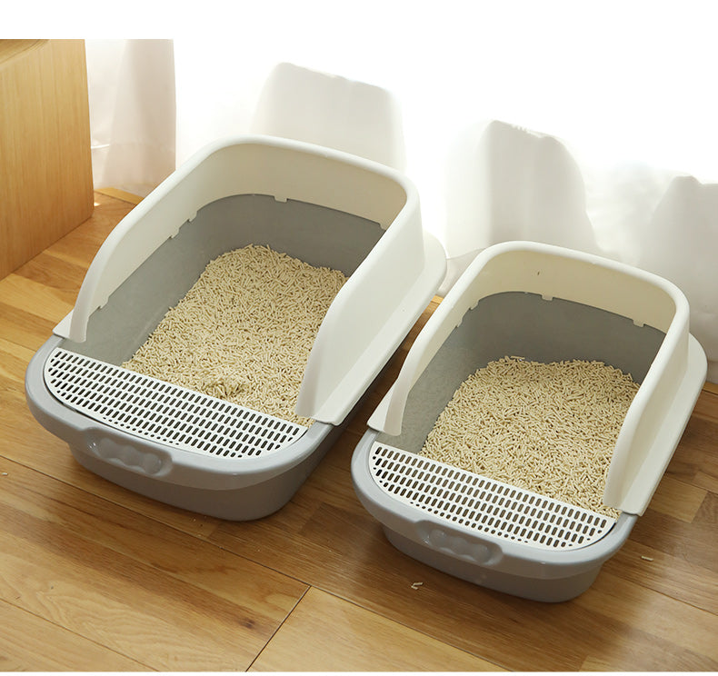 HKM-5099197 Semi-Enclosed Cat Litter Basin for Kittens and Adult Cats - Compatible with Various Cat Litters