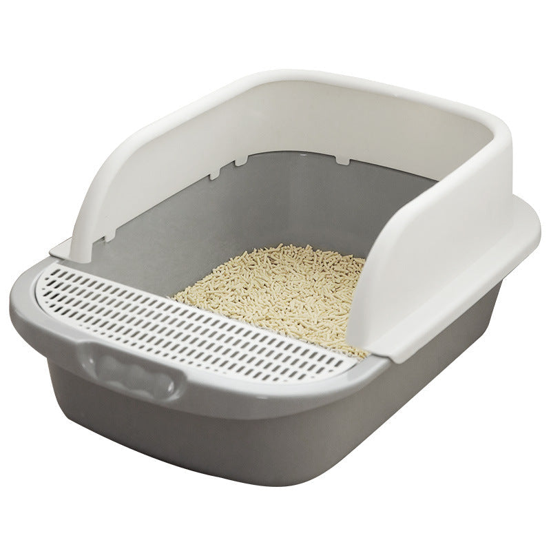HKM-5099197 Semi-Enclosed Cat Litter Basin for Kittens and Adult Cats - Compatible with Various Cat Litters
