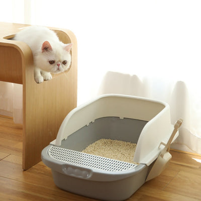 HKM-5099197 Semi-Enclosed Cat Litter Basin for Kittens and Adult Cats - Compatible with Various Cat Litters