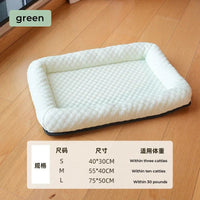 HKM-5099581 Cooling Cat Bed Cushion for Dogs and Puppies - Breathable Square Sleep Mat in Green