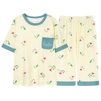HKM-509971 High Quality Super Soft Cute Printing Short Sleeve Cropped Trousers Pyjamas Women Sleepwear