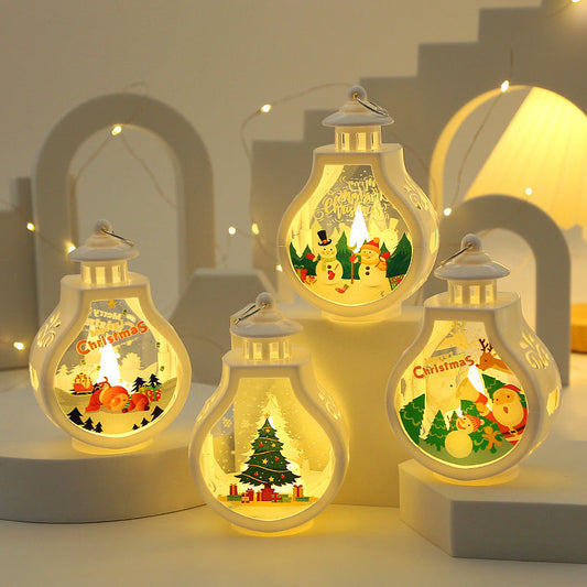 HKM-510035 Romantic Christmas Candle Lamp - Snowman, Old Man, Deer, or Christmas Tree Ornaments in White and Colorful Designs