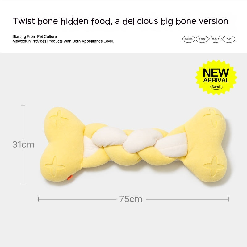 HKM-5102141 Twist Bone Plush Dog Toy - Bite-Resistant and Scented, Available in Small and Plus Size