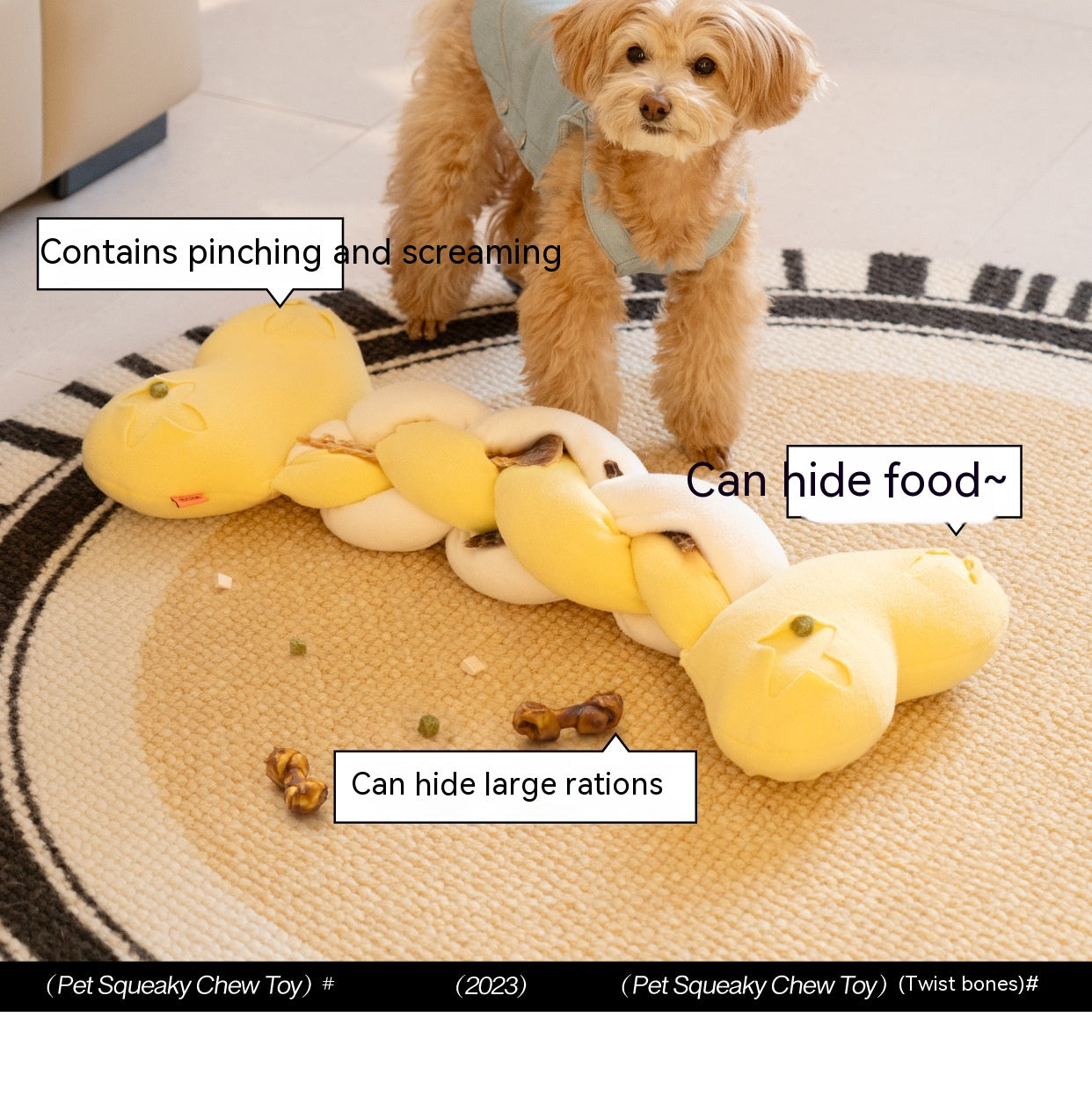 HKM-5102141 Twist Bone Plush Dog Toy - Bite-Resistant and Scented, Available in Small and Plus Size