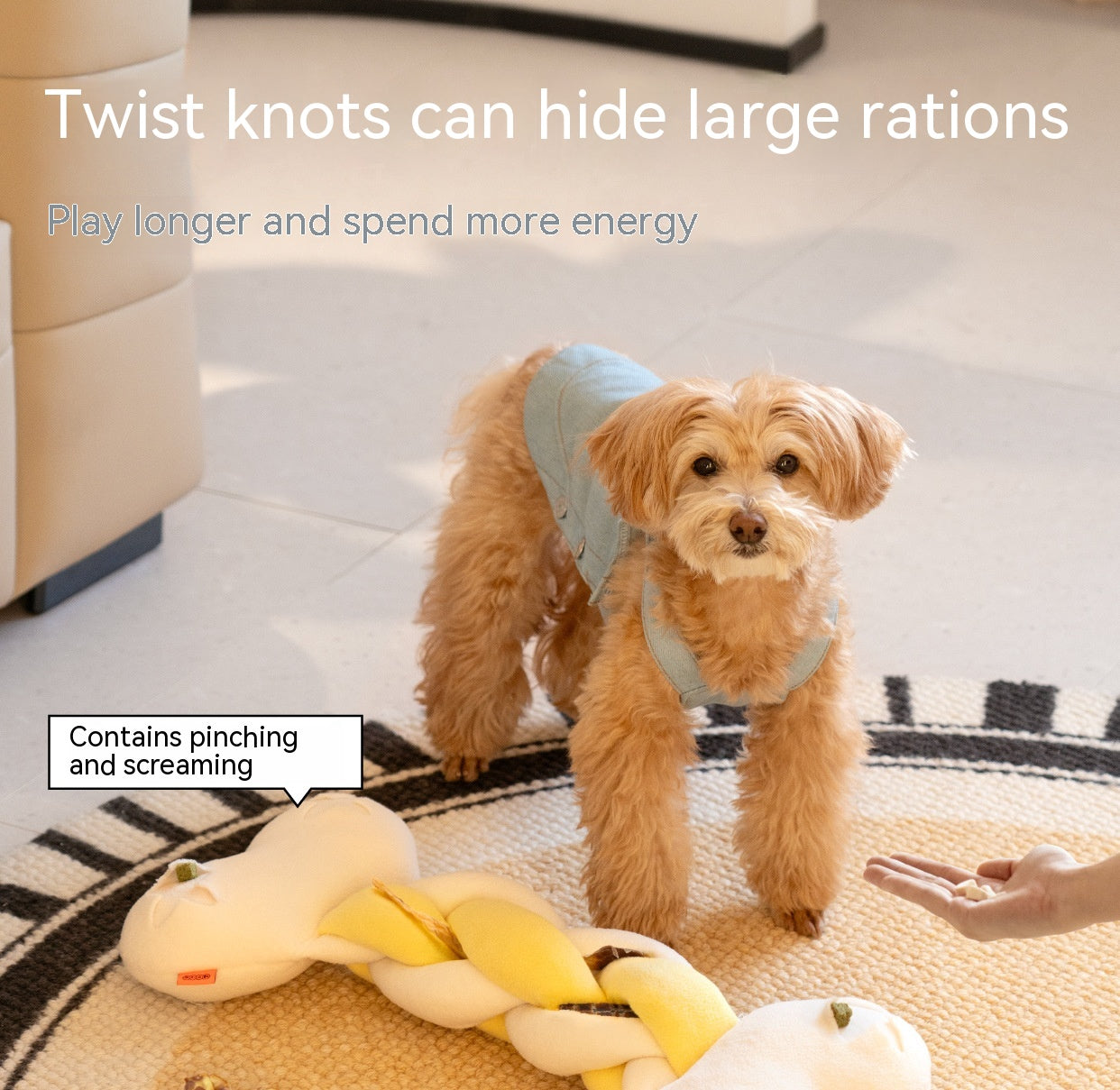 HKM-5102141 Twist Bone Plush Dog Toy - Bite-Resistant and Scented, Available in Small and Plus Size
