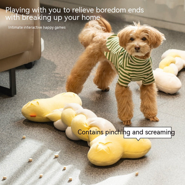 HKM-5102141 Twist Bone Plush Dog Toy - Bite-Resistant and Scented, Available in Small and Plus Size