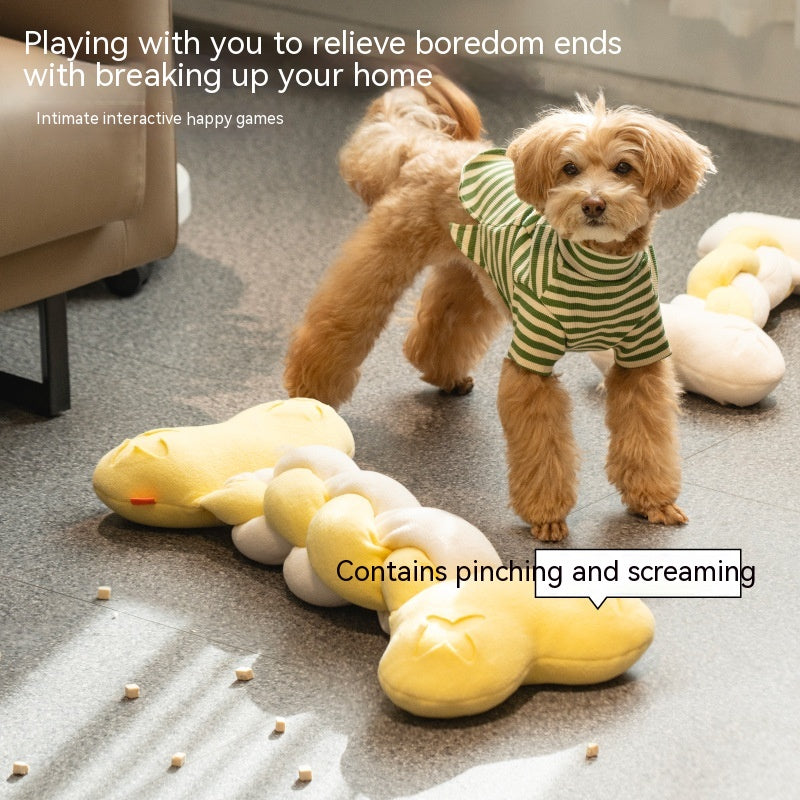 HKM-5102141 Twist Bone Plush Dog Toy - Bite-Resistant and Scented, Available in Small and Plus Size