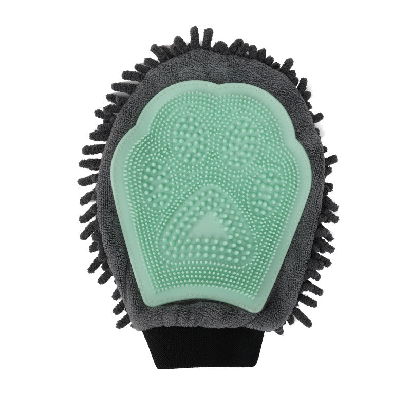 HKM-5104573 2-in-1 Pet Grooming Glove with Silicone Brush for Bathing and Massaging Pets