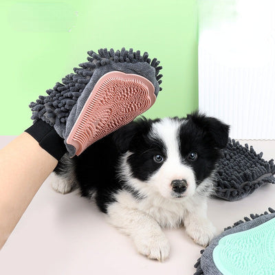 HKM-5104573 2-in-1 Pet Grooming Glove with Silicone Brush for Bathing and Massaging Pets