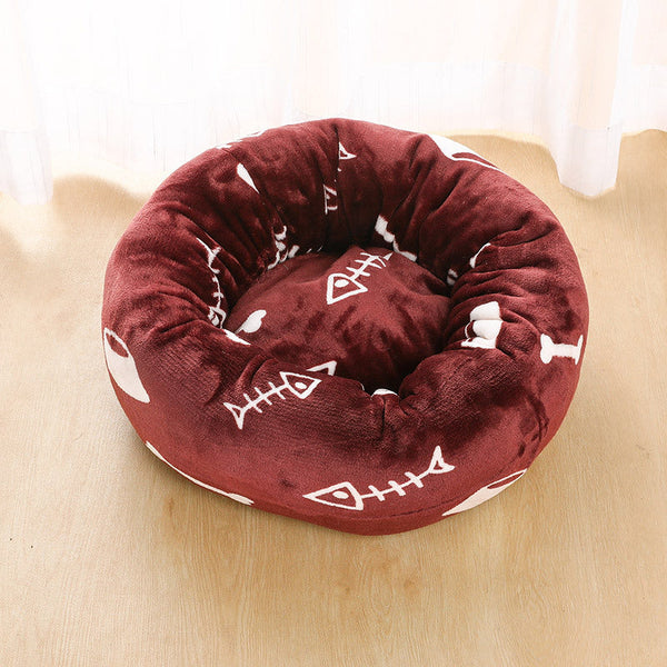 HKM-5105341 Plush Round Pet Nest Mat with Blanket in Various Colors and Sizes