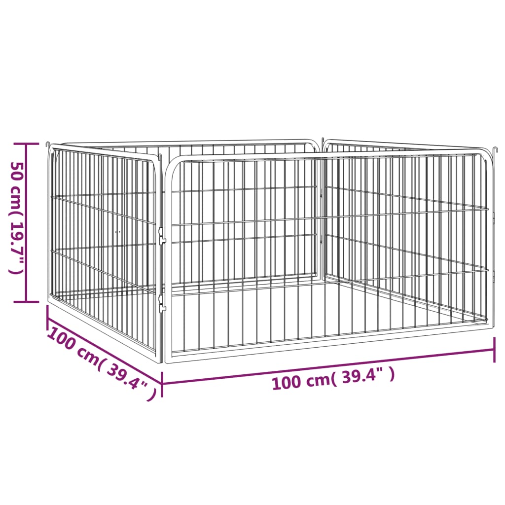HKM-5106365 4-Piece Powder-Coated Steel Dog Playpen - Easy Assembly, Spacious Design