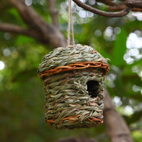 HKM-510675 Hand-Woven Straw Bird Nest with Natural Mountain Grass Construction (15x18x24 CM)