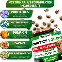 HKM-5107133 Probiotics Soft Chews for Dogs - Supports Seasonal Allergies, Gut and Digestive Health