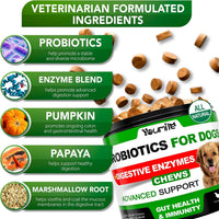 HKM-5107133 Probiotics Soft Chews for Dogs - Supports Seasonal Allergies, Gut and Digestive Health