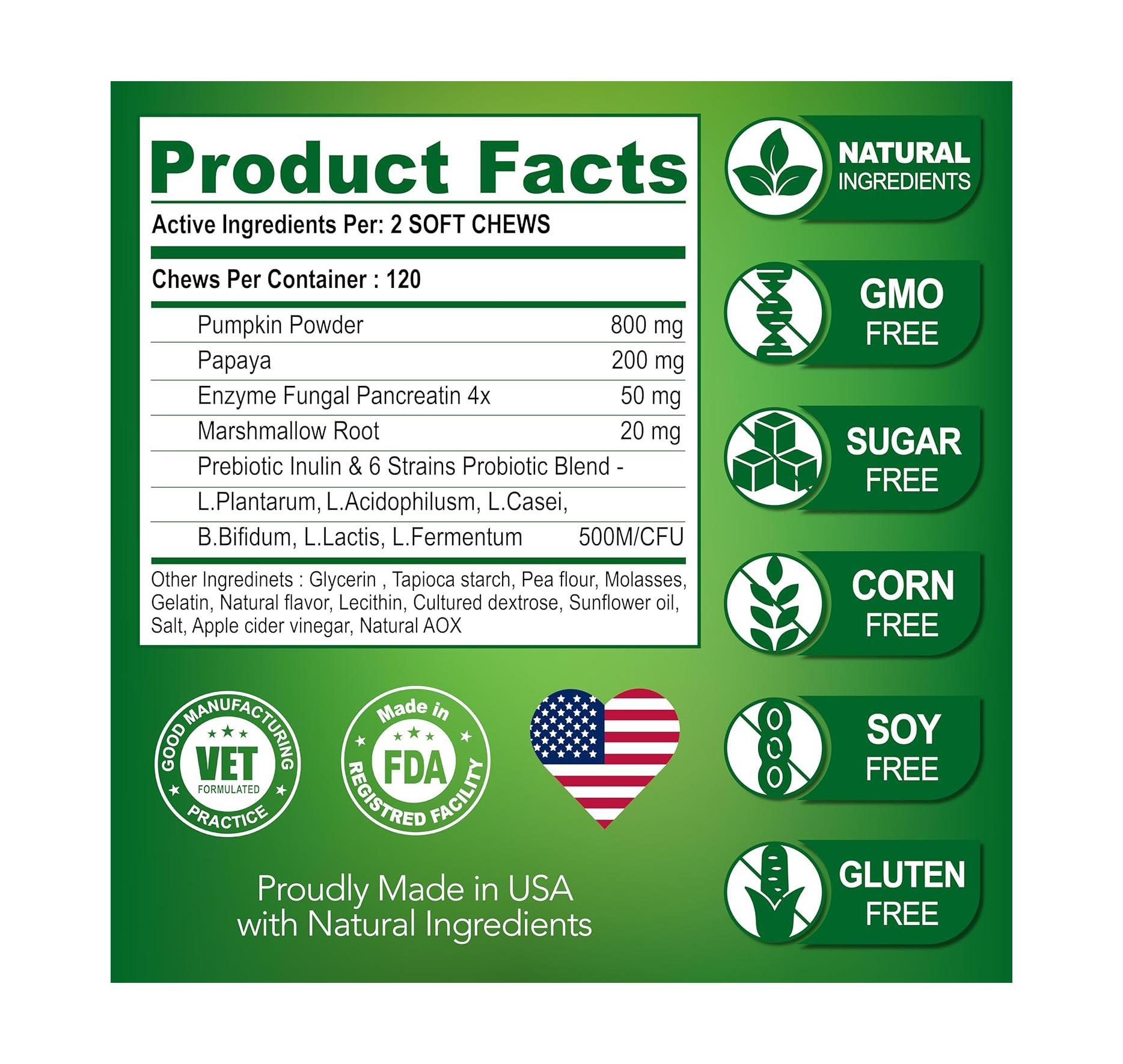 HKM-5107133 Probiotics Soft Chews for Dogs - Supports Seasonal Allergies, Gut and Digestive Health