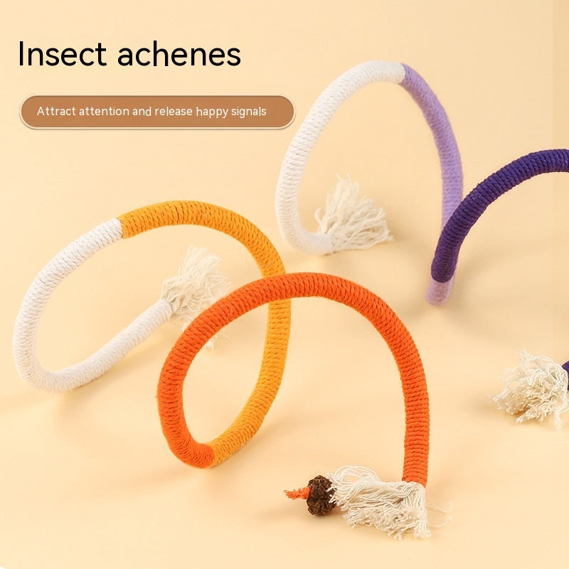 HKM-5107901 Cat Bite Rope Toy – Cotton Thread Pet Teaser Stick in Vibrant Colors