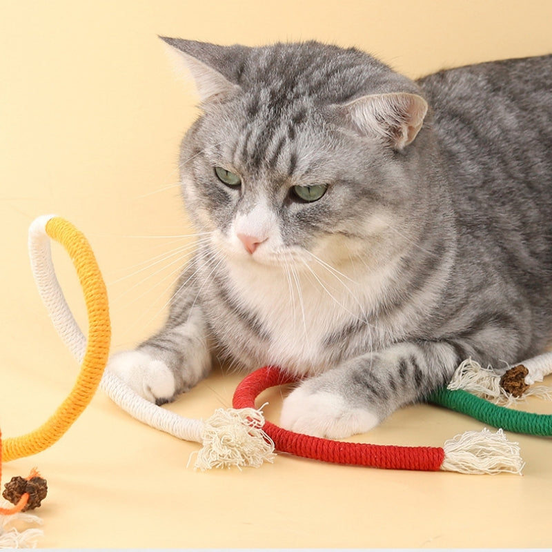 HKM-5107901 Cat Bite Rope Toy – Cotton Thread Pet Teaser Stick in Vibrant Colors