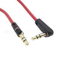 HKM-510803 1m Red 3.5mm Male to Male Elbow Audio Cable for Car and Digital Devices - Gold Plated Copper Core