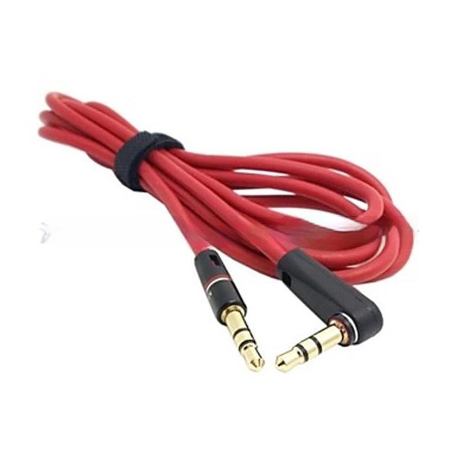 HKM-510803 1m Red 3.5mm Male to Male Elbow Audio Cable for Car and Digital Devices - Gold Plated Copper Core