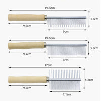 HKM-5108541 Wooden Handle Grooming Comb for Dogs and Cats - Gentle Pet Hair Brush with Round Combing Needles