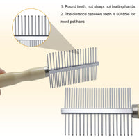 HKM-5108541 Wooden Handle Grooming Comb for Dogs and Cats - Gentle Pet Hair Brush with Round Combing Needles