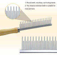 HKM-5108541 Wooden Handle Grooming Comb for Dogs and Cats - Gentle Pet Hair Brush with Round Combing Needles