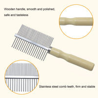 HKM-5108541 Wooden Handle Grooming Comb for Dogs and Cats - Gentle Pet Hair Brush with Round Combing Needles