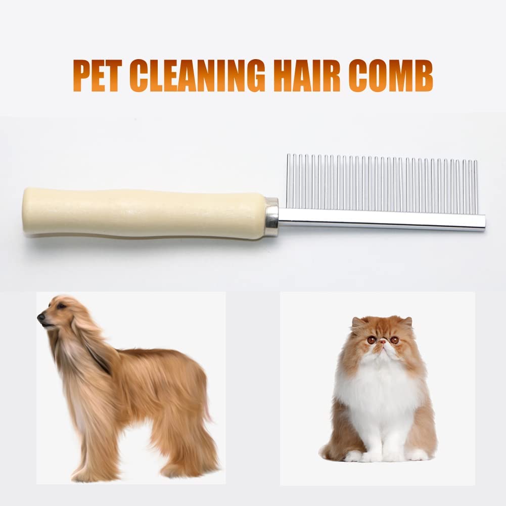 HKM-5108541 Wooden Handle Grooming Comb for Dogs and Cats - Gentle Pet Hair Brush with Round Combing Needles