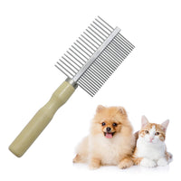HKM-5108541 Wooden Handle Grooming Comb for Dogs and Cats - Gentle Pet Hair Brush with Round Combing Needles