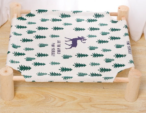 HKM-5108669 Removable and Washable Moisture-Proof Kitty Nest Hammock with Solid Wood Frame