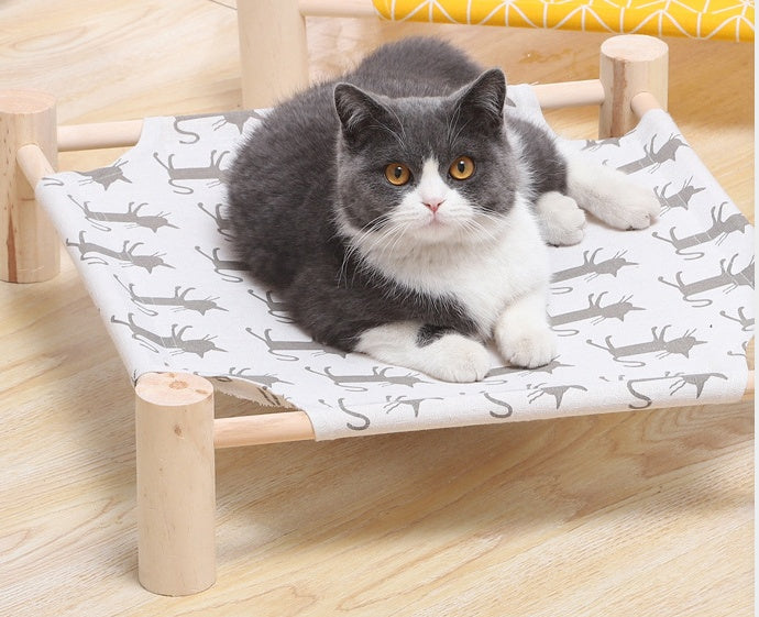 HKM-5108669 Removable and Washable Moisture-Proof Kitty Nest Hammock with Solid Wood Frame