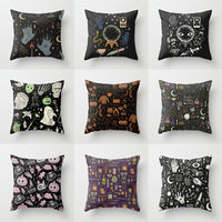 HKM-510867 Halloween Cartoon Pillowcase Cover - Peach Skin Material, 45x45 cm, PP Cotton Filling