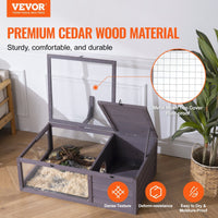 HKM-5110717 Spacious Wooden Tortoise House for Indoor & Outdoor Use - 2 Rooms, 38x24x13in
