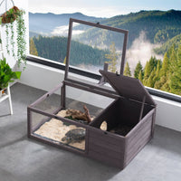 HKM-5110717 Spacious Wooden Tortoise House for Indoor & Outdoor Use - 2 Rooms, 38x24x13in