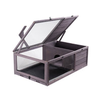 HKM-5110717 Spacious Wooden Tortoise House for Indoor & Outdoor Use - 2 Rooms, 38x24x13in